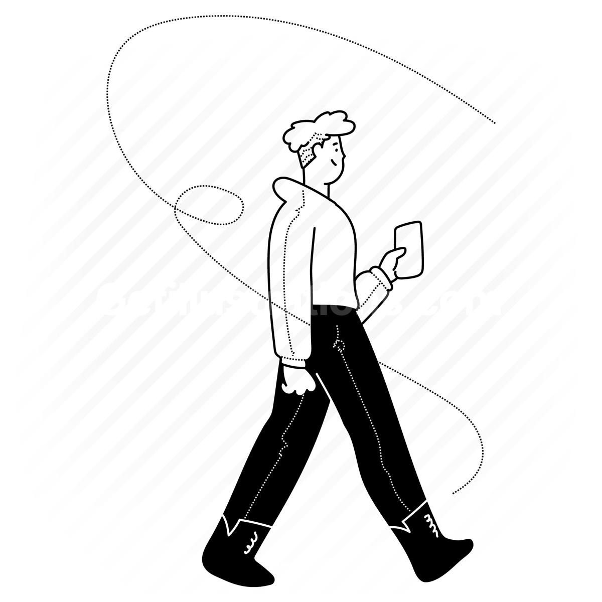 movement, motion, walk, cup, smartphone, mobile, man, people, person
